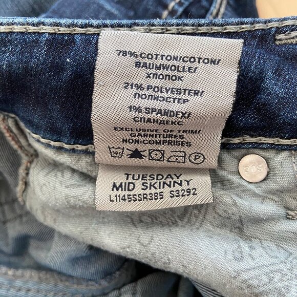 Silver Jeans Co. Womens Tuesday mid rise skinny jeans Distressed Blue denim 27 - Picture 8 of 12